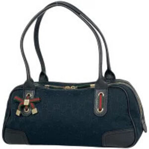Gucci Princy Shoulder Bag GG Handbag Sherry Canvas Black